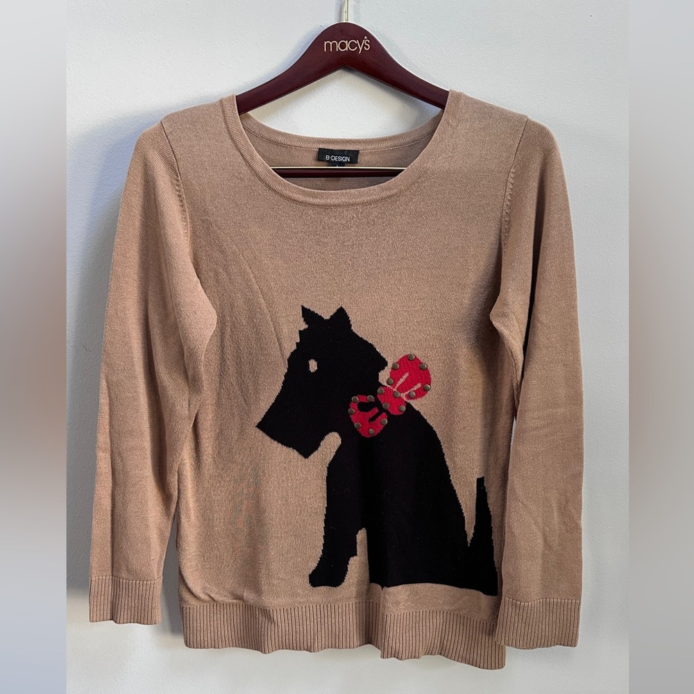 b.design brown black studded dog sweater size L